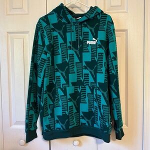 Puma Men's Teal Graphic Hoodie